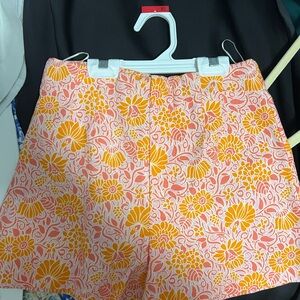 Zara Coral Pink and Yellow Floral Skort